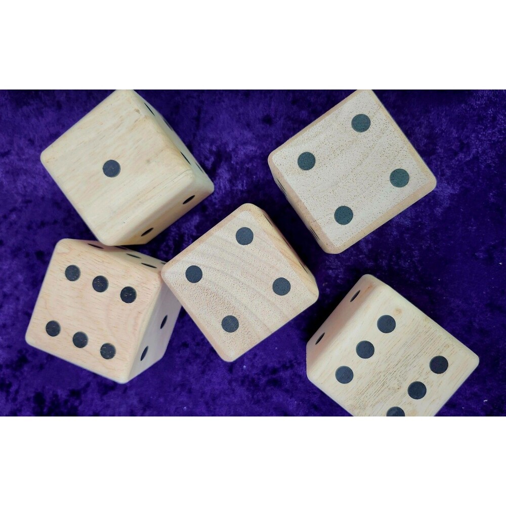 Summer! Big Extra Large Brown Wooden Lawn Dice 5 piece For Outdoor Use image 4